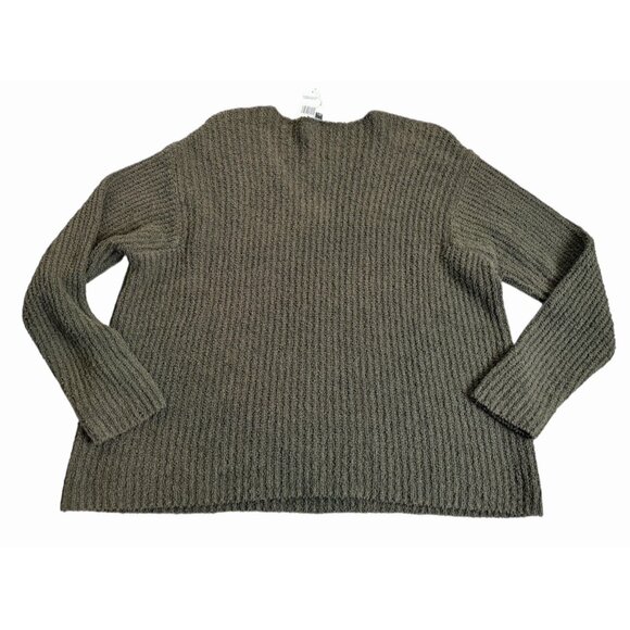 Eileen Fisher LARGE L Organic Cotton Fluff Cashmere Blend V-Neck Sweater NWT$268 - Picture 4 of 9